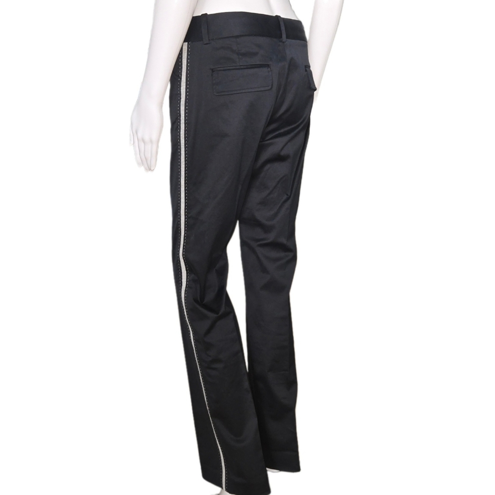 T21 Tuxedo-Style Side Stripe Lustrous Black Mercerized Cotton Chinos Pants Sz 4